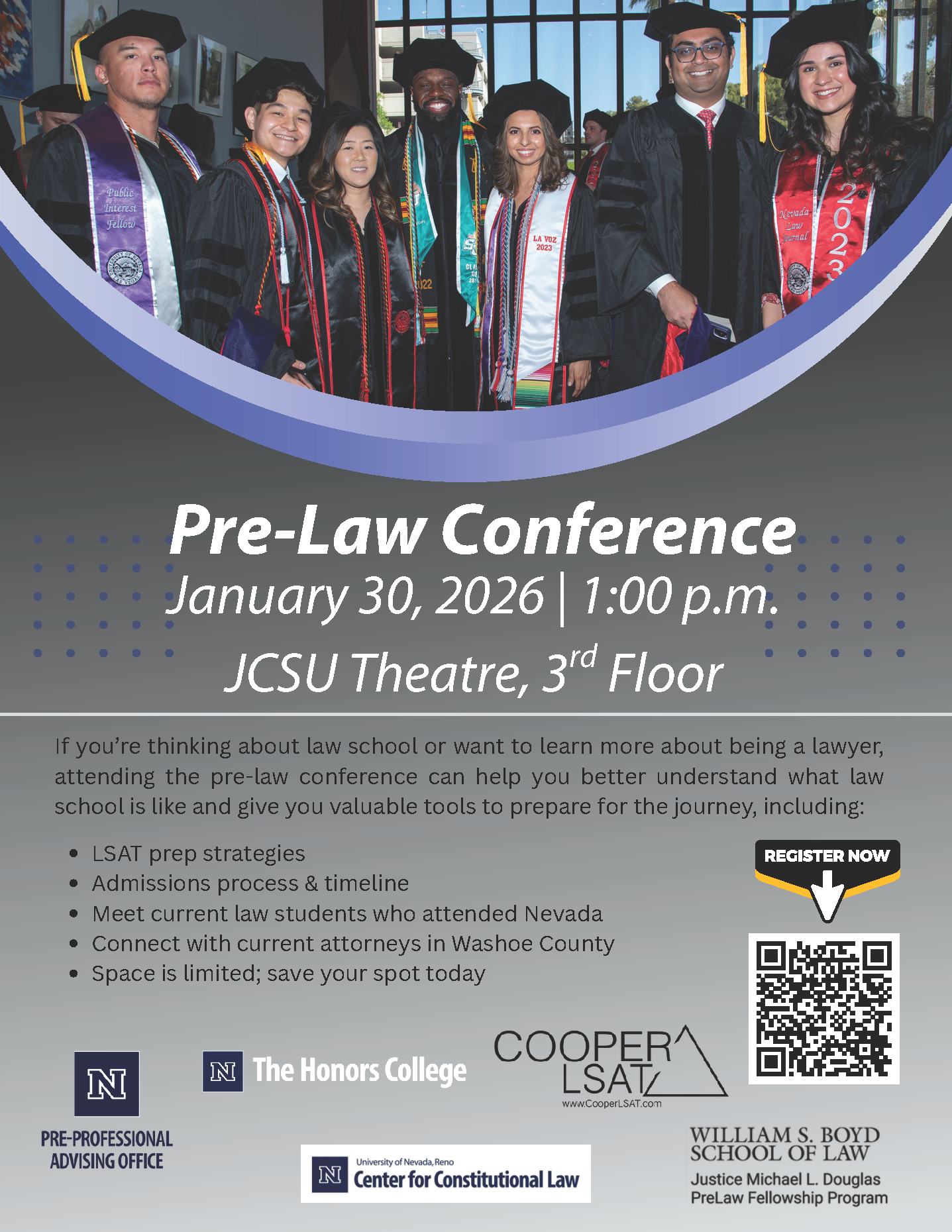Photo of flyer for the 2026 Pre-Law Conference