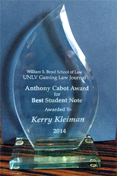 Anthony Cabot Award for Best Student Note